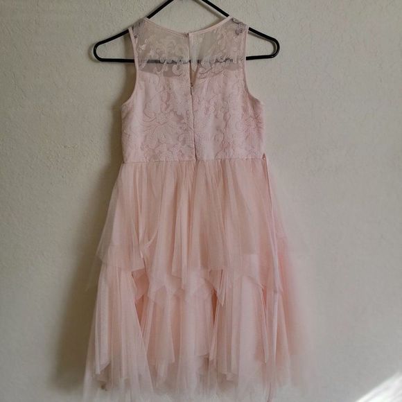 Girls 12 American Princess Sleeveless Layered Tulle Pale Pink Formal Dress - Picture 2 of 5